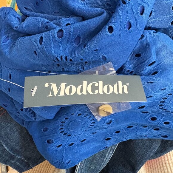 Modcloth Light Shining Through Babydoll Dress Women's Size XS Sapphire Blue NWT - Picture 4 of 7